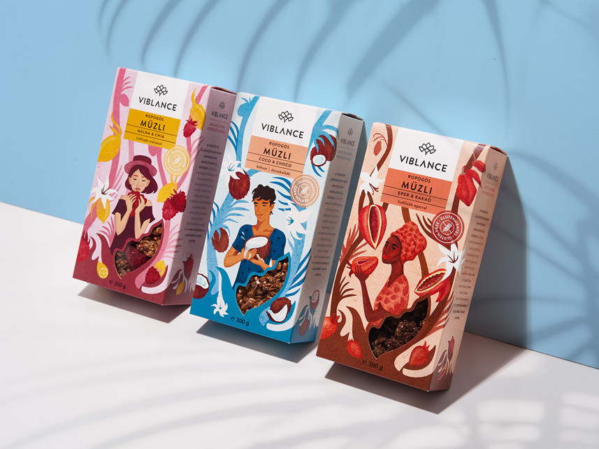 Design del packaging Viblance per alimenti nutrienti ungheresi
